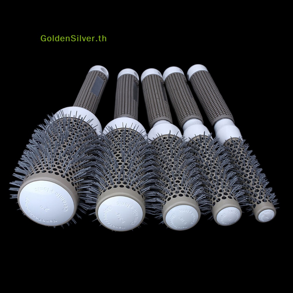 Goldensilver แปรงหวีผม เซรามิค ไอออนิก ทรงกลม สีเงิน 5 สไตล์ สําหรับร้านทําผม TH