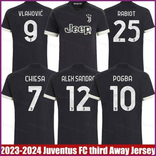 Yx 2023-2024 เสื้อยืดแขนสั้น พิมพ์ลาย Juventus Home Rabiot Sandro Chiesa Pogba Vlahovic พลัสไซซ์