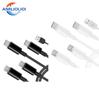 Ann สายชาร์จ USB Type-C+2x Micro เข้า 1 ออก 4 หลายพอร์ต แบบพกพา เป็น 2 ชิ้น