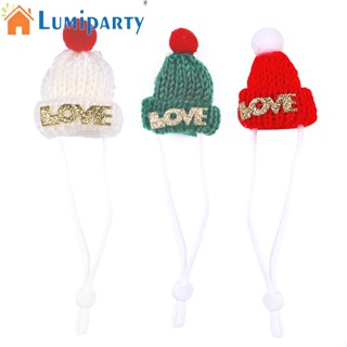 Lumiparty หมวกคริสต์มาส ลายตัวอักษร Love Pompon สําหรับสัตว์เลี้ยง หนูแฮมสเตอร์ หนูตะเภา ชินชิล่า เม่น จิ้งจก 1 ชิ้น 3 ชิ้น