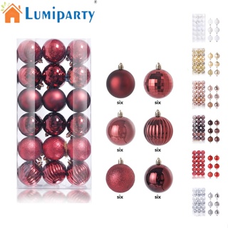 Lumiparty ลูกบอลคริสต์มาส ขนาดเล็ก 2.36 นิ้ว กันแตก พร้อมห่วงแขวน สําหรับแขวนตกแต่งต้นคริสต์มาส ปาร์ตี้ 36 ชิ้น