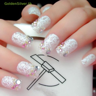 Goldensilver ชุดสติกเกอร์ฟอยล์ ลายลูกไม้ ดอกไม้ สีขาว สําหรับตกแต่งเล็บ 10 ชิ้น