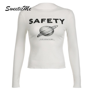 Sweeticme ใหม่ เสื้อยืดลําลอง แขนยาว คอกลม เข้ากับทุกการแต่งกาย แฟชั่นสําหรับสตรี 2023