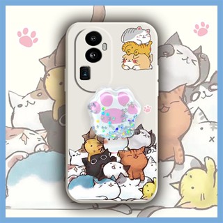 Skin feel silicone phone case Phone Case For OPPO Reno10 Anti-fall protective case cute Simplicity ins Rotatable stand