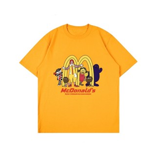 แฟชั่น เสื้อยืดแขนสั้น McDonalds สไตล์เรโทรอเมริกันพร้อมท่อนบน แฟนต้อง เสื้อผ้า