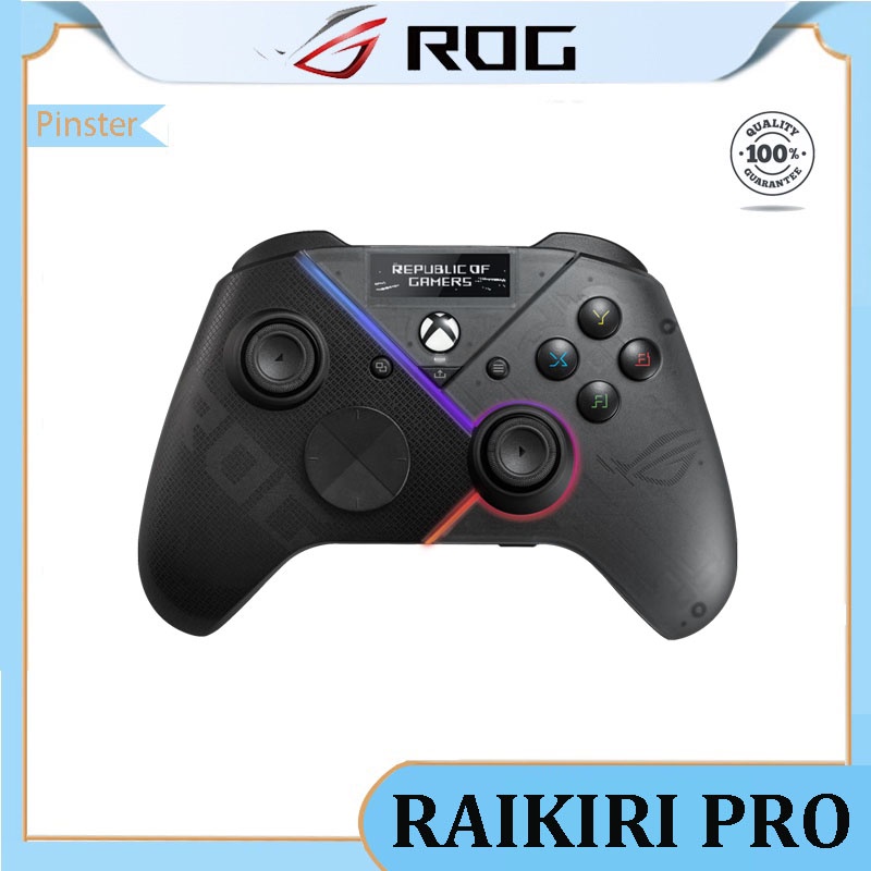 Rog RAIKIRI PRO  PRO เกมแพดไร้สาย ลิงค์สามโหมด จอแสดงผล OLED ปุ่มด้านหลังตั้งโปรแกรมได้ XBOX ได้รับการรับรอง