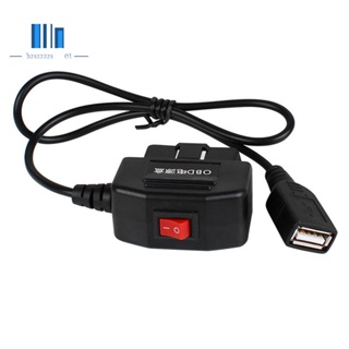 สายชาร์จ USB OBD 24 ชั่วโมง 5V 3A สีดํา พร้อมสวิตช์ 0.5 เมตร สําหรับกล้องวิดีโอ ยานพาหนะ DVR 1 ชิ้น