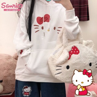 SANRIO เสื้อกันหนาวลําลอง มีฮู้ด ทรงหลวม ลายการ์ตูน Hello Kitty น่ารัก แฟชั่นฤดูใบไม้ผลิ และฤดูใบไม้ร่วง สําหรับผู้หญิง [GM]