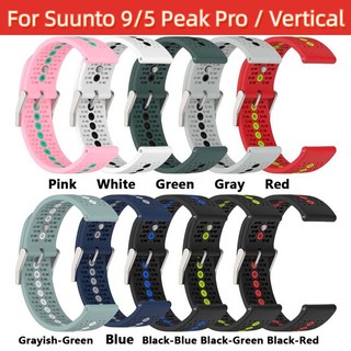 22 มม.สําหรับ Suunto 5 Peak แนวตั้ง 2 RUN Race 2 S 9Peak Pro ระบายอากาศกระจายความร้อนซิลิโคนที่มีสีสันสายนาฬิกาพร้อมหัวเข็มขัดสแตนเลสสายรัดข้อมือ