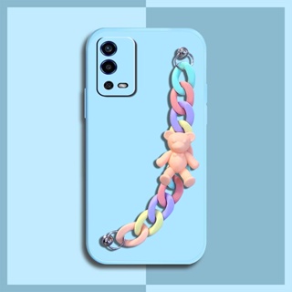 Simplicity phone case Phone Case For OPPO A55 4G Anti-fall Lens package Bear bracelet Liquid silicone shell Nordic style