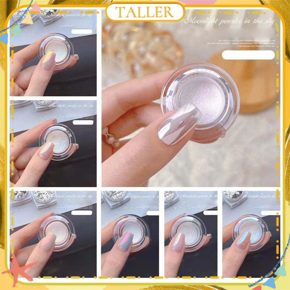 ✧Ready Stcok Nail Art Glitter Powder Aurora Color Metallic Silver Gold Moonshine Powder Canned Nail Decoration Manicure Tool For Nail Shop TALLER