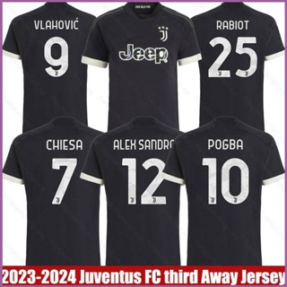 Ani 2023-2024 เสื้อยืดแขนสั้น พิมพ์ลาย Juventus Home Rabiot Sandro Chiesa Pogba Vlahovic พลัสไซซ์