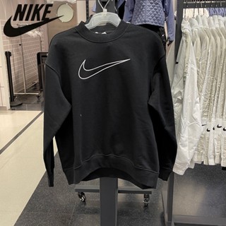 Nike ของแท้ 100% เสื้อกันหนาว คอกลม ผ้าถัก ปักลาย ทรงหลวม ใส่สบาย ระบายอากาศ สําหรับผู้หญิง DQ5543