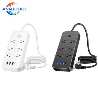 Ann ปลั๊ก US สายเคเบิลต่อขยาย ปลั๊ก US สําหรับสํานักงาน 6 ชิ้น AC-Outlets 3 พอร์ต USB