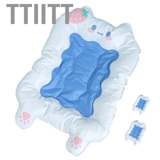 Ttiitt Pet Cooling Mat  Soft Cute  Ice Pad Bed with Spine Protection Cushion for Dogs Summer