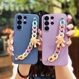 Anti-fall Skin-friendly feel Phone Case For Samsung Galaxy S23 Ultra/SM-S918U Simplicity protective case Bear bracelet