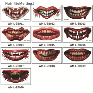 [NutriliteMelting1] สติกเกอร์รอยสักชั่วคราว ลาย Happy Halloween Scar Lips Smile Flash กันน้ํา สําหรับผู้ชาย ผู้หญิง [TH]