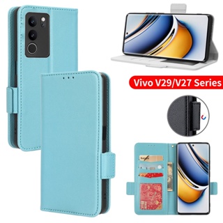 เคสโทรศัพท์มือถือหนัง ฝาพับแม่เหล็ก กันกระแทก พร้อมช่องใส่บัตร สําหรับ Vivo V29 V29Lite V29E V29Pro V27 Pro 5G V27E 2023 VivoV29 V27 E V27Pro V 27 29