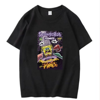 【New】 เสื้อยืดสีขาวเสื้อยืด พิมพ์ลายการ์ตูน SPONGEBOB KAOS BAJUS-4XL