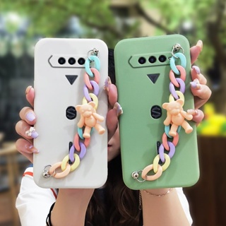 Solid color Skin feel silicone Phone Case For Xiaomi Black Shark4 Bear bracelet Nordic style Camera all inclusive