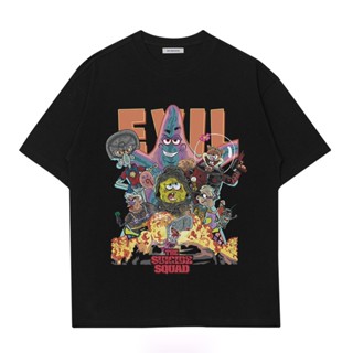 【New】 SpongeBob SquarePants ติดต่อ X Task Force ภาพยนตร์รอบแขนสั้นคู่รักสวมอะนิเมะ Five Point Sleeve T-Shirt Men