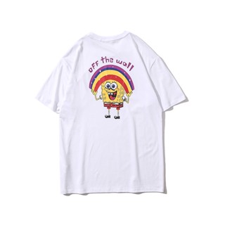 【New】 Vans Vance SpongeBob SquarePants เสื้อยืดลําลอง ผ้าฝ้าย แขนสั้น พิมพ์ลาย ทรงหลวม สําหรับผู้ชาย และผู้หญิงS-