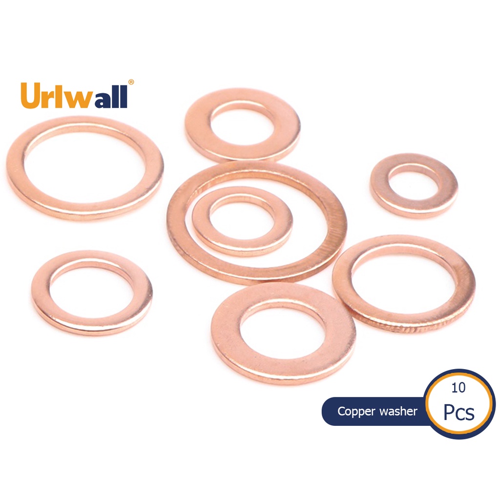 Urlwall เครื่องซักผ้าทองแดงบริสุทธิ์ Shim แบน O แหวนปะเก็นฮาร์ดแวร์อุปกรณ์เสริมพิเศษ Seal Plain Spacer เครื่องซักผ้า Fastener – โปรปัง