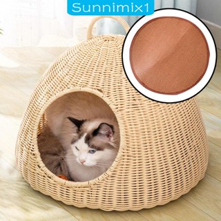 [Sunnimix1] เบาะที่นอนหวายเทียม พร้อมที่จับ ถอดออกได้ สําหรับสัตว์เลี้ยง กระต่าย หนูตะเภา