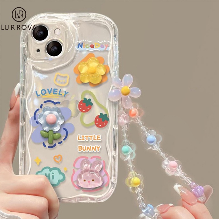 เคส OPPO Reno 11 5G Reno11 Pro Reno 10 5G Reno 10 Pro Reno 8T 5G Reno 8T 4G Reno 8Z 5G Reno 7Z 5G Reno 8 5G Reno 8 4G Reno 7 4G Reno 6 5G Reno 5 Reno 4F ป้องกันการตกการ์ตูนน่ารักสเตอริโอสตรอเบอร์รี่ดอกไม้กระต่ายซิลิโคนกรณีโทรศัพท์