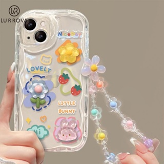 Realme C53 C33 C55 C30 C35 Realme 10 4G Realme C21Y C25Y Realme C15 C25 5S 5I C2 Narzo 50A Prime Narzo N55 เคสโทรศัพท์ซิลิโคนกระต่ายดอกไม้สตรอเบอร์รี่