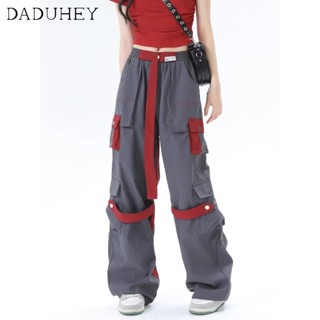 DaDuHey🎈 Women Ins Korean Style Pants Fashion Slimming  Casual Ankle Banded Casual Multi-Pocket Cargo Pants