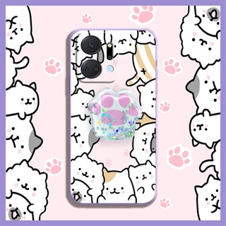 Skin-friendly feel Rotatable stand Phone Case For Honor X7a Anti-fall ins quicksand Glitter protective case cute Simplicity