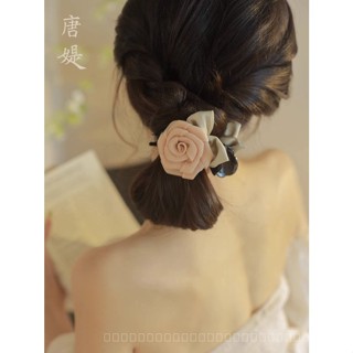 0818-YWSN Super Fairy Silk Yarn Rose Flower Barrettes New High-End Bun Grip Temperament Shark Clip Hairware 3XR8