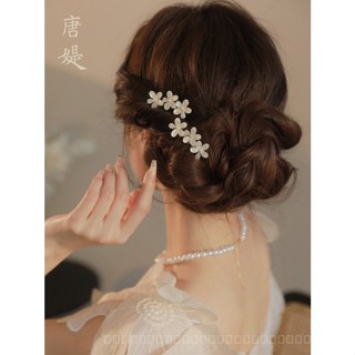 0818-YWSN White Exquisite Broken Hair Organize Fantastic Hairpin Female Adult Opal Barrettes Non-Slip Hair Comb Inverted Korean Comb XEHY