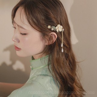 0818-YWSN Super Fairy Chinese Style Magnolia Tassel Hairpin Temperamental Bangs Clip Forehead Side Clip Single Line Clip Headdress MQER