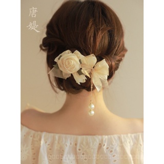 0818-YWSN Super Fairy Mesh Flower Tassel Hairpin Womens Side New Headdress High Sense Back Head Antique Spring Clip RDFB