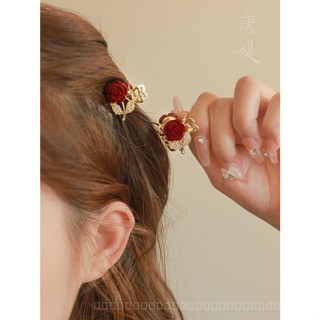 0818-YWSN Exquisite Full Diamond Rose Grip Small Super Fairy Barrettes Womens Forehead Broken Hair Internet Celebrity Bang Clip High-Grade Headdress XF3Z