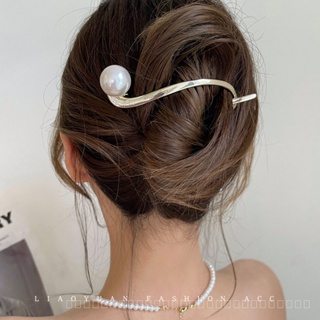 0818-YWSN Simple High-Grade Pearl Barrettes Womens Summer Back Head Updo Hair Claw New Shark Clip Hairware EUDF