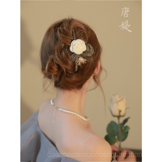 0818-YWSN Temperament Chinese style Camellia hairpin womens back head spoon elegant large grab clip advanced sense shark clip Korean headdress 2YBZ