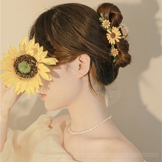 0818-YWSN Chinese Style Sunflower Barrettes Female Summer High Sense Shark Grip Cute Antique Flower Clip Hairware XMWX