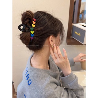 0818-YWSN Rainbow Love Cute Large Hair Clip Womens Back Head High Sense Catch Gap Former Red Korean New Shark Clip 4HRK