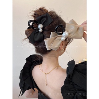 0818-YWSN Elegant Pearl Large Bow High Sense Grip Shark Clip Hairware New Hairpin Female Head NEPA