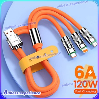 120w 6a 3 In 1 Super Fast Charging Cable Charger Typec Ios Micro Usb Quick Charge Data Cable ผู้เชี่ยวชาญ