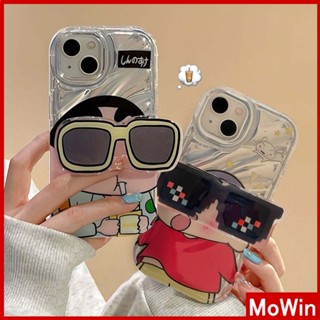 Mowin - เข้ากันได้สำหรับ เคสไอโฟน เคสไอโฟน11 เคส iphone 11 เคสอ่อนขายึดแว่นกันแดดเลเซอร์กระดาษพับวงเล็บที่วางโทรศัพท์ป้องกันกล้องน่ารักการ์ตูนเด็กเข้ากันได้กับ iPhone 13 12 11 XR XS 7 8