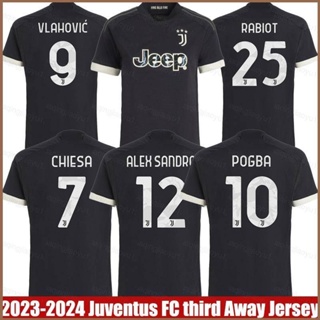 เสื้อยืดแขนสั้น ลาย Juventus Home Rabiot Sandro Chiesa Pogba Vlahovic Jersey พลัสไซซ์ HQ1 2023-2024 QH1