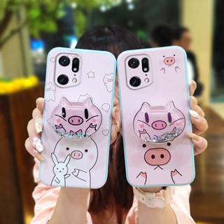 phone case quicksand Phone Case For OPPO Find X5 Pro The New Cartoon Glitter ins protective case Rotatable stand Anti-fall