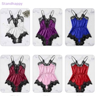 Standhappy ใหม่ ชุดนอน คอวี แขนกุด แต่งลูกไม้ ใส่สบาย เซ็กซี่ สําหรับผู้หญิง