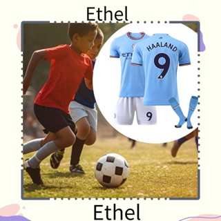 Ethel1 ชุดเสื้อกีฬาฟุตบอล โพลีเอสเตอร์ No.9 ระบายอากาศ คุณภาพสูง สําหรับเด็ก 3 ชิ้น