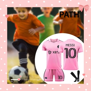 Path เสื้อกีฬาฟุตบอล ผ้าโพลีเอสเตอร์ ระบายอากาศ No.10 สําหรับเด็ก 3 ชิ้น