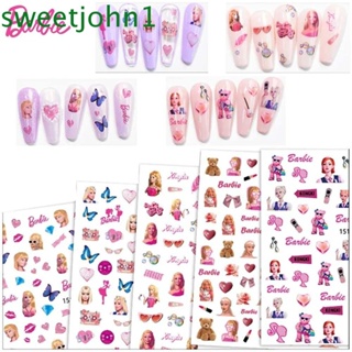 Sweetjohn สติกเกอร์ ลายการ์ตูนบาร์บี้ หัวใจ สําหรับตกแต่งเล็บ DIY